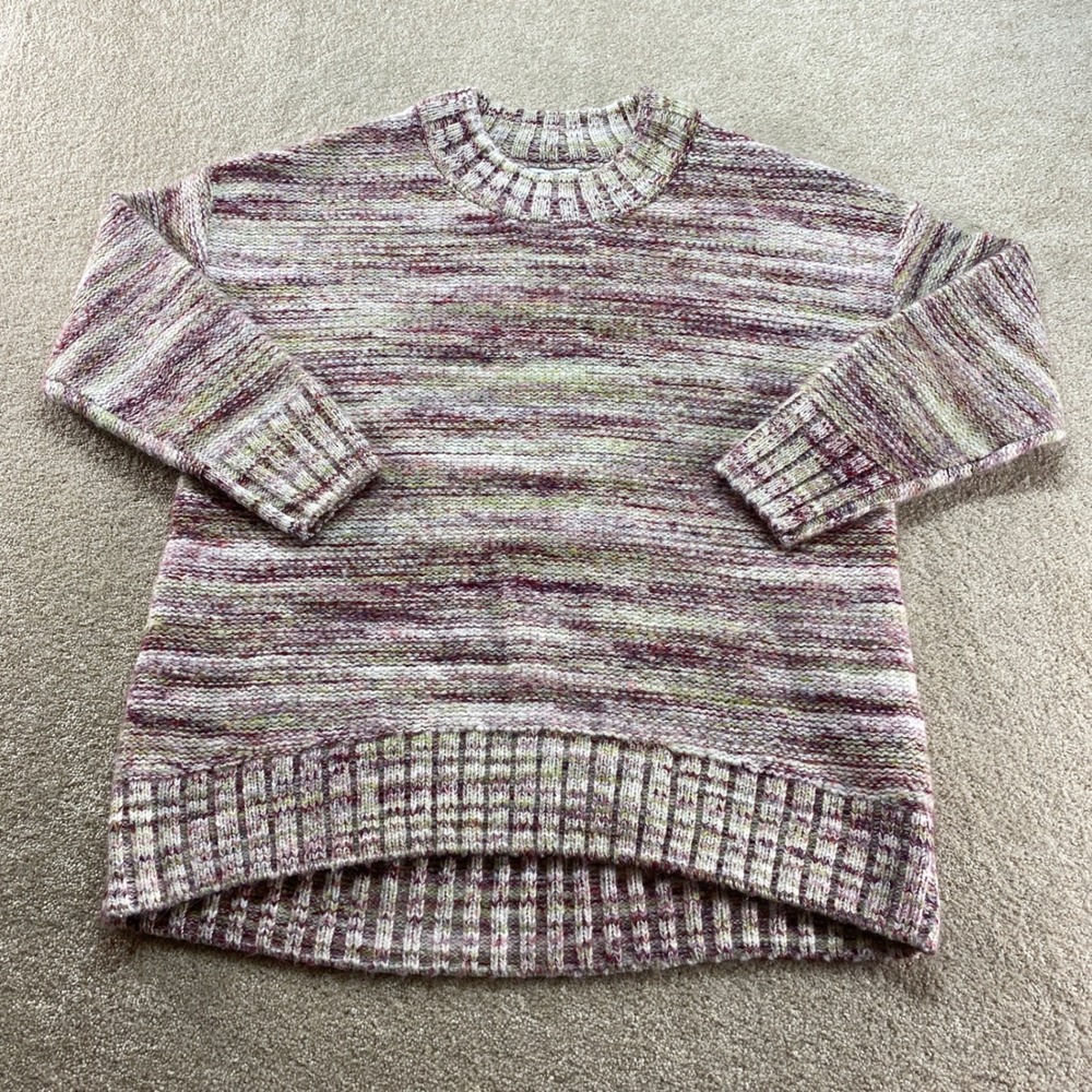 Old Navy Sweater Womens Largeโ Burgundy Pink Space Dye Knit Pullover Crew Neck